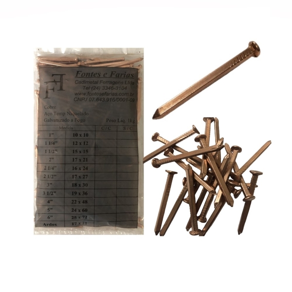 Prego Cobre 12x12 Com Cabeça P/ Deck Pergolado Sauna Barco (s