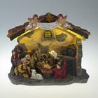 Presépio Casa Amarela Musical Em Resina 3 Pilhas 35 X 15cm