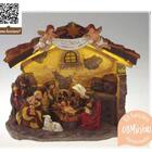 Presépio Casa Amarela Musical Em Resina 3 Pilhas 35 X 15cm