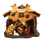 Presépio Casa Amarela Musical Em Resina 3 Pilhas 35 X 15cm