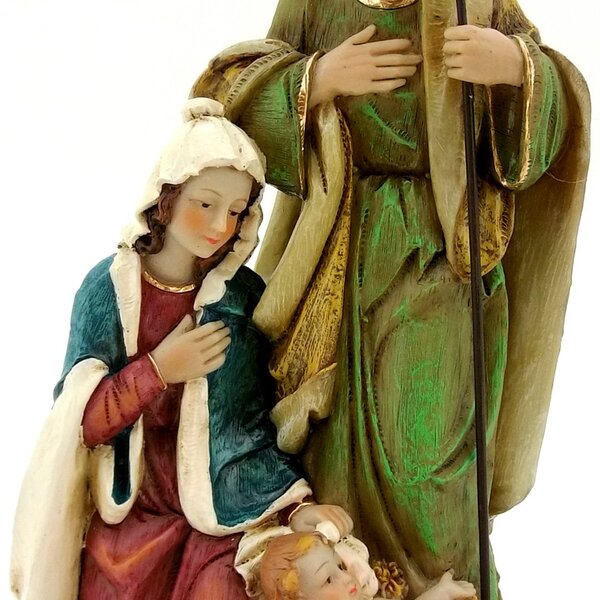 Presépio Estátua Em Resina Sagrada Família Jesus 24cm