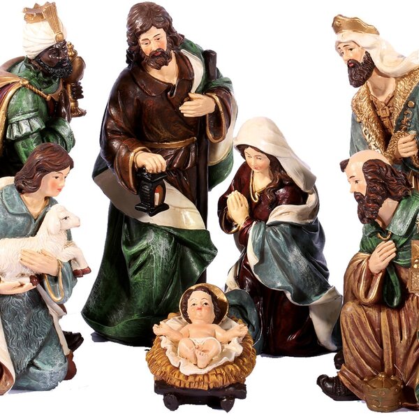 Presépio Imagens Em Resina Nascimento De Cristo 7 Peças