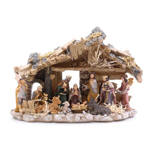 Presépio Natalino Família 3 Reis Magos 20x30x9cm 1107727