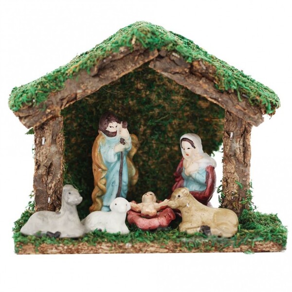 Presépio Porcelana 6 Figuras 6cm E Casa 15cm - Magizi