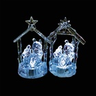 Presépio Sagrada Família Cristal Acrílico Iluminado Led Branc