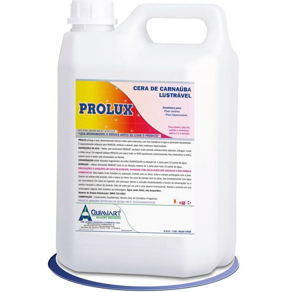 Prolux - Cera De Carnaúba Lustrável  Incolor - Quimiart - 5 L