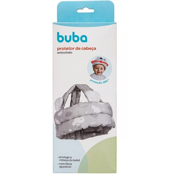 Protetor Anticolisao Para Bebe Cinza Capacete Ajustavel Buba