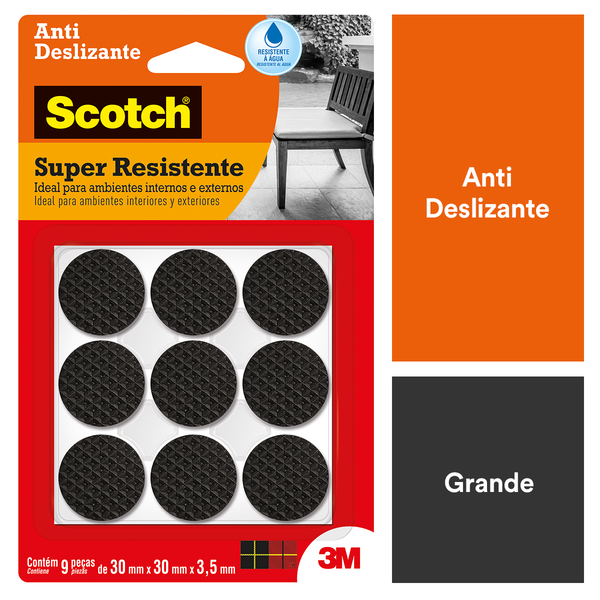 Protetor Antideslizante Redondo Preto G Autoadesivo Scotch 3M 9 peças