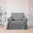 Protetor Capa De Sofá 1 Lugar Brim Algodão Ajustável Com Laço