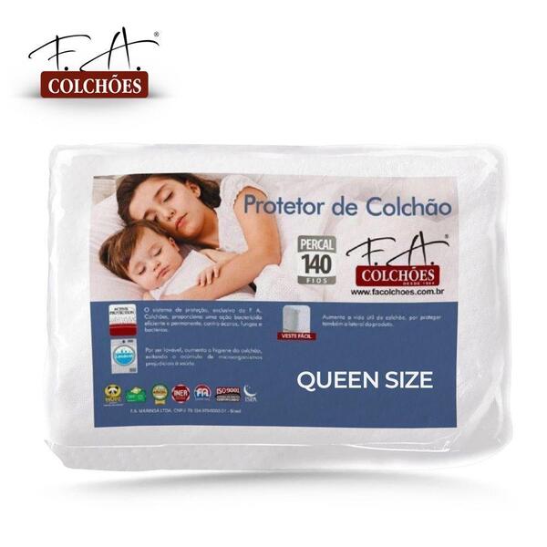 Protetor De Colchão Impermeável 140 Fios Queen 158x198x36cm