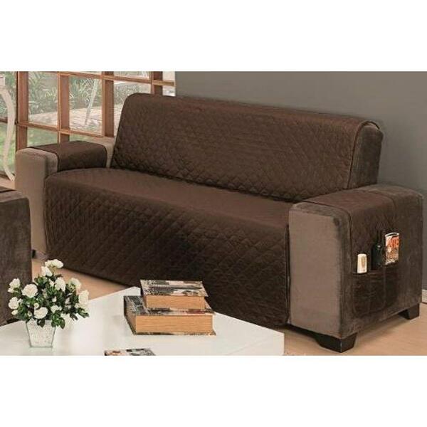 Protetor De Sofá 04 Lugares King 2,40 Dupla Face Manu Cáqui