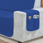 Protetor De Sofá 4 Lugares Azul Matelado Liso