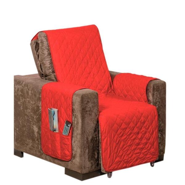 Protetor De Sofá Com Assento De 50cm Manu Vermelho E Cáqui