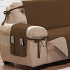 Protetor De Sofá Dupla Face Premium 3 Lugares - Marrom/cáqui