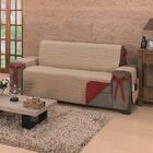 Protetor De Sofá Dupla Face Premium 3 Lugares - Vermelho/cáqui