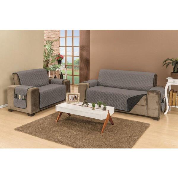 Protetor De Sofá Impermeável 03 E 02 Lugares King Cinza