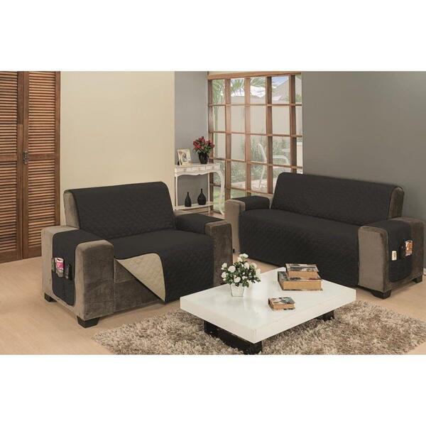 Protetor De Sofá Impermeável 03 E 02 Lugares King Preto