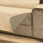 Protetor De Sofá Microfibra 03 E 02 Lugares Cáqui E Palha