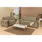 Protetor De Sofá Microfibra 03 E 02 Lugares Cáqui E Palha