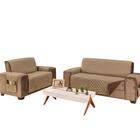 Protetor De Sofá Microfibra 03 E 02 Lugares Cáqui E Tabaco