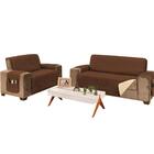 Protetor De Sofá Microfibra 03 E 02 Lugares Cáqui E Tabaco