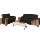 Protetor De Sofá Microfibra 03 E 02 Lugares Cinza E Preto