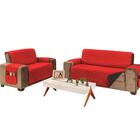 Protetor De Sofá Microfibra 03 E 02 Lugares Vermelho E Preto