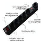 Protetor Elétrico com Interruptor 6Tomada(s) Bivolt Preto Lexman