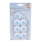 Protetor Tomada ABS Azul e Branco 7 peças