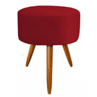 Puf,puff Banqueta Para Sala Redondo Pé Palito Suede Vermelho