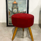Puf,puff Banqueta Para Sala Redondo Pé Palito Suede Vermelho