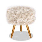 Puf, Puff Para Sala, Hall De Entrada, Pelo Alto Pelúcia Bege