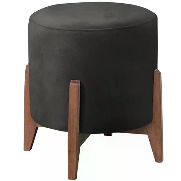 Puf Puff Para Sala Lhor Veludo Preto Rm