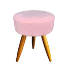 Puf, Puff Para Sala Redondo Pé Palito Suede Rosa Bebê