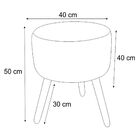 Puf Redondo Banqueta Decorativo Retro Pés Palito Tecido Suede