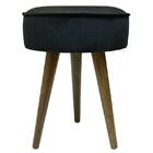 Pufe Detroit Redondo Peach Veludo Preto Com Pé Palito