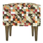 Pufe Impermeável Quadrado Geométrica Marrom Pé Palito