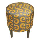 Pufe Lucca Redondo Ondas Laranja Suprema