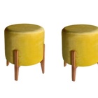 Pufe Luxo Decorativo Redondo Assis Suede Amarelo - Papaléguas