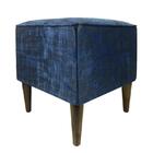 Pufe Milão Malibu Suede Grafado Azul Com Pés Palito