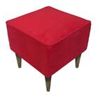 Pufe Milão Quadrado Suede Liso Vermelho