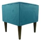 Pufe Milão Sigma Quadrado Suede Liso Azul Celeste Pé Palito