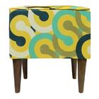 Pufe Milão Suede Círculos Ligados Verde Com Amarelo Suprema