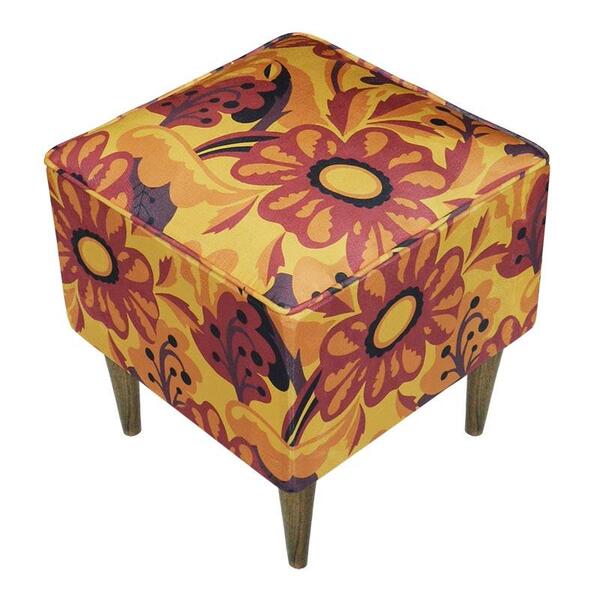 Pufe Milão Suede Flor Ocre Suprema