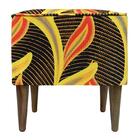 Pufe Milão Suede Folha Laranja Fundo Preto Suprema