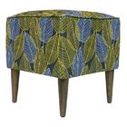 Pufe Milão Suede Folhas Amarela Com Cinza Suprema