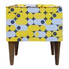 Pufe Milão Suede Quadrados Amarelo Com Cinza Suprema