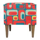 Pufe Milão Suede Quadrados Verde Com Vermelho Suprema