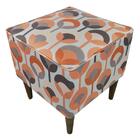 Pufe Milão Suprema Suede Flor Geométrica Rosa E Cinza