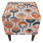 Pufe Milão Suprema Suede Flor Geométrica Rosa E Cinza